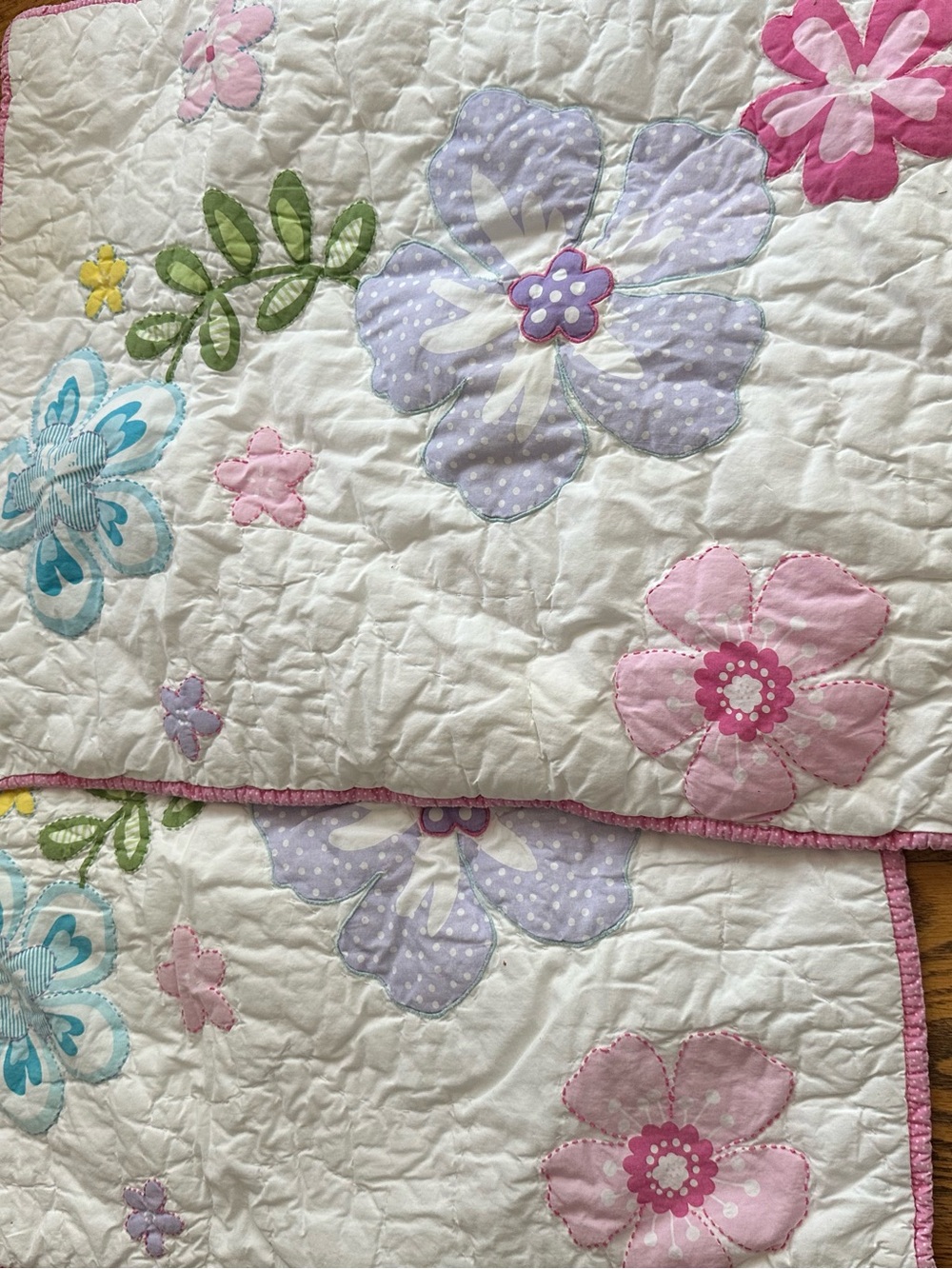 Pottery barn pillow shams - Multicolor appliquéd  spring flowers (2)